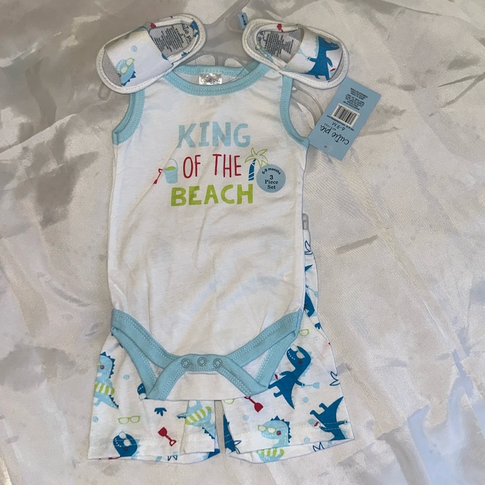 Cutie Pie — King of the beach outfit One sie‎ Romper Shorts Sandals New